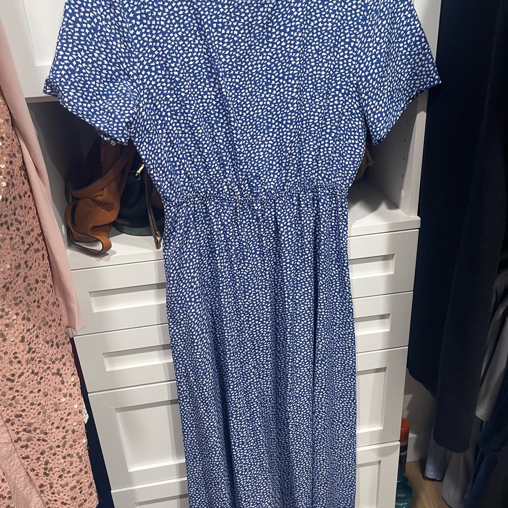 SHEIN Blue Dolman Sleeve Midi Sundress